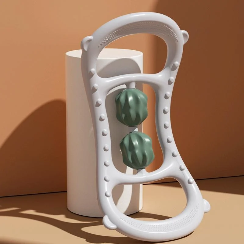 Stretching Yoga Ring With Raised Point Roller - White