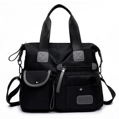 Versatile Oxford Cloth Shoulder Bag for Women - Black