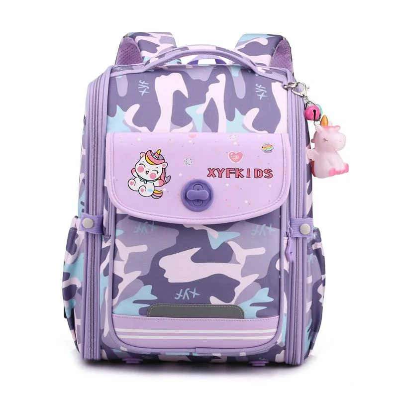 Double School Backpack for Girls - Gray Purple