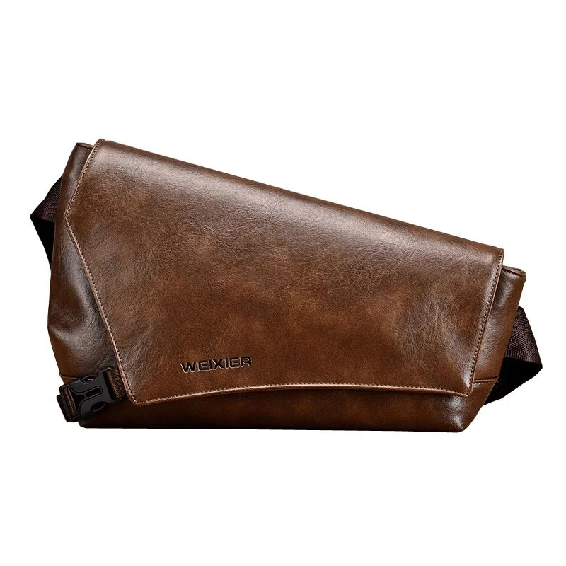 Large Capacity Waterproof Men Crossbody Bag - Brown