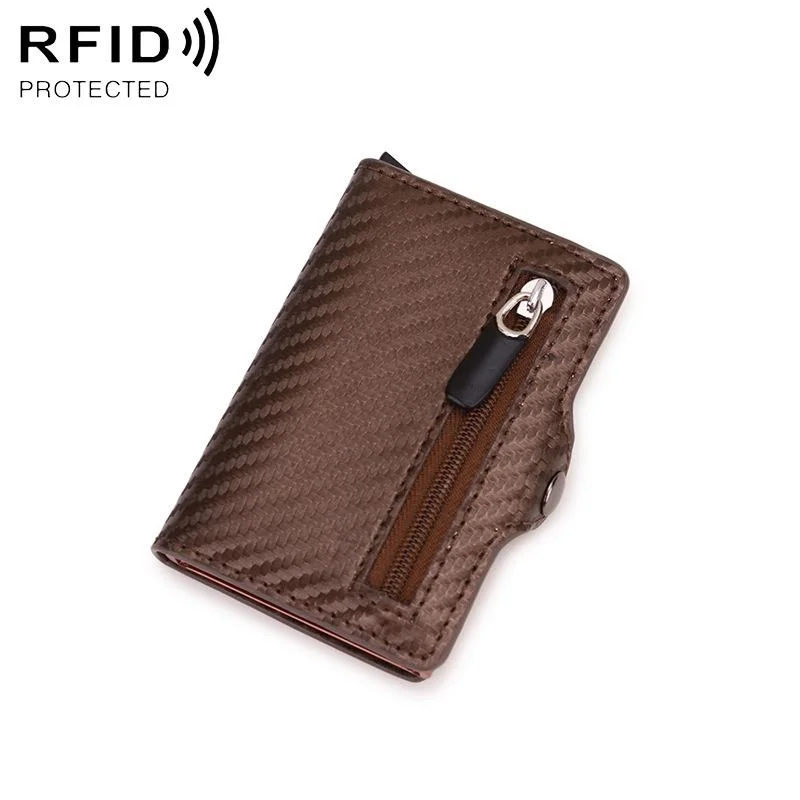 Multi-card Rfid Leather Holder with Metal Accent - Gold