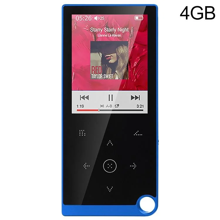 2.4 Inch Touch Mp4 / Mp3 Player 4Gb Memory E Book / Alarm / Timer No Bluetooth - Blue