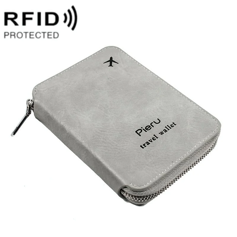 Rfid-blocking Travel Document Pouch - Gray White