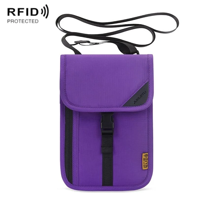 Neck Strap Rfid Passport Bag for Travel - Purple