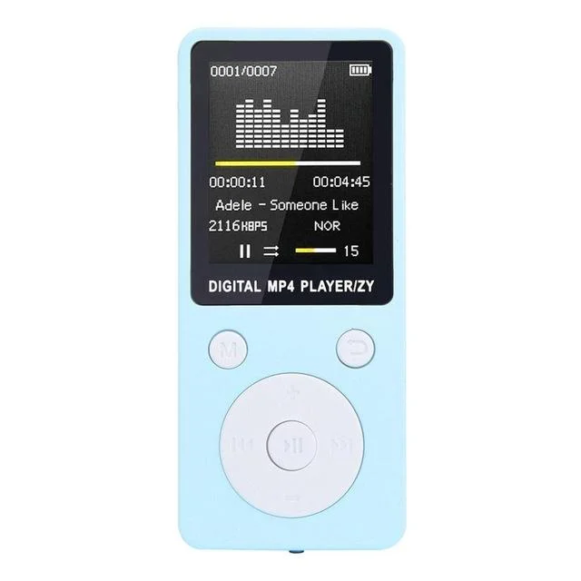Portable Mp4 Music Player With Fm Radio & Recording Black - Blue No Memory
