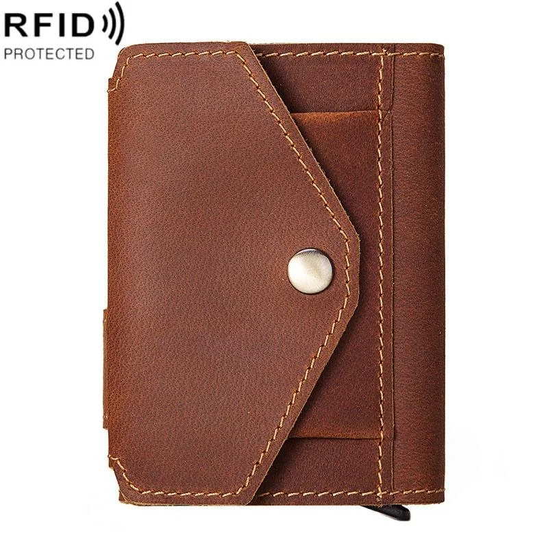 Secure Rfid Credit Card Holder - Compact Design - Brown