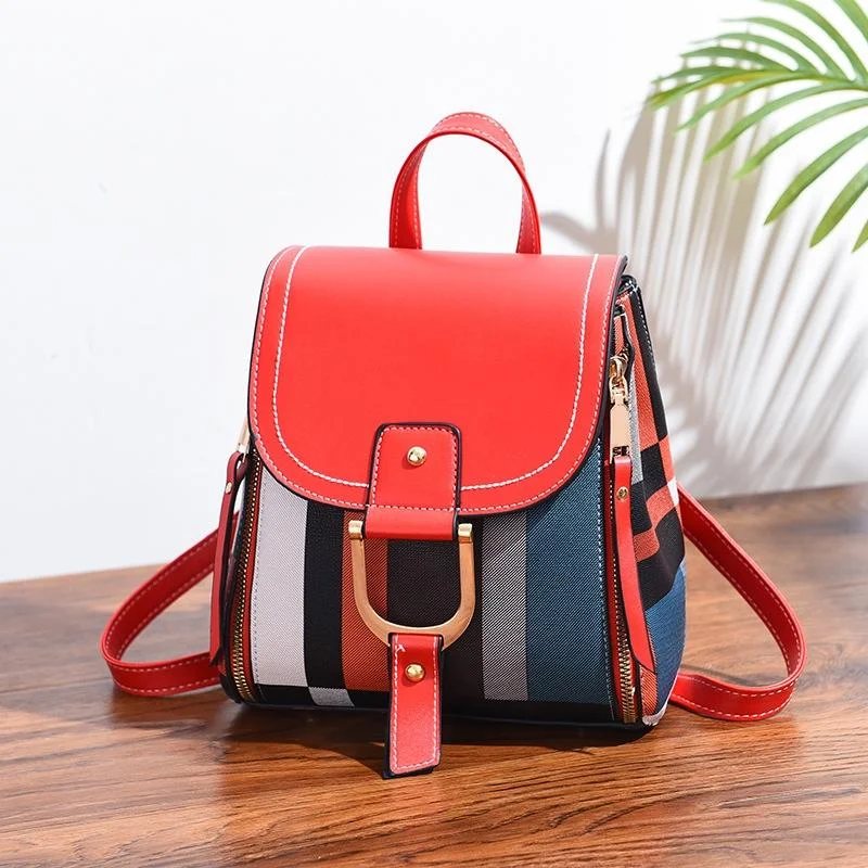 Stylish Ladies Leather Backpack - Soft Pu Material - Red Wine