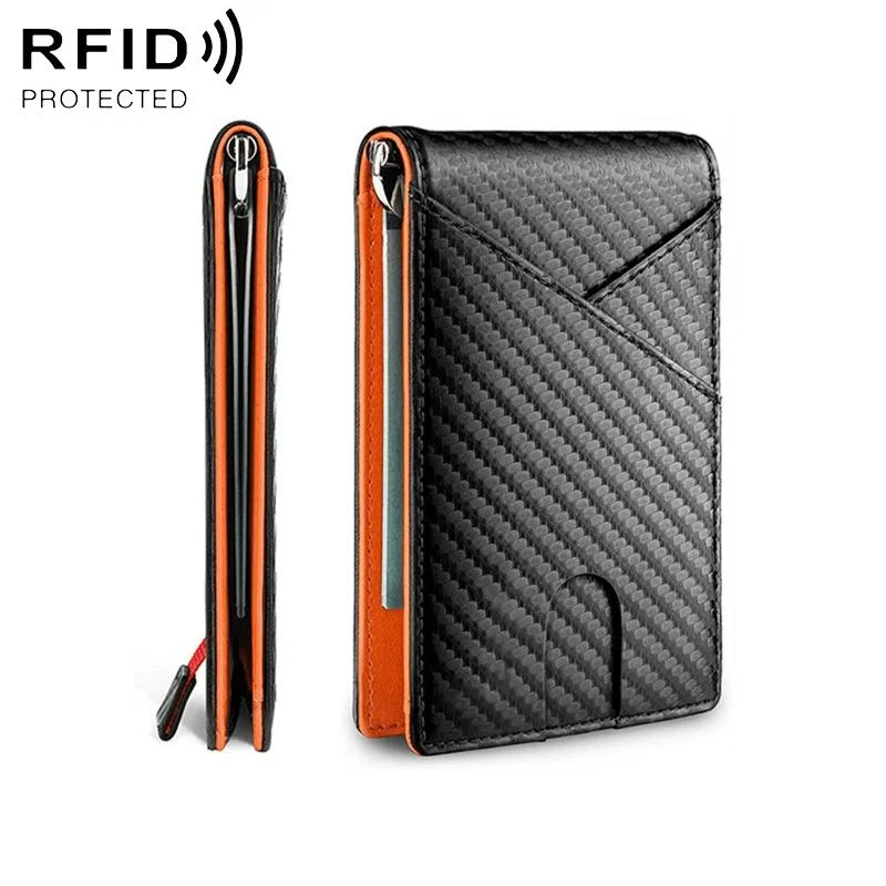 Carbon Fiber Business Wallet for Men - Rfid Protection - Orange