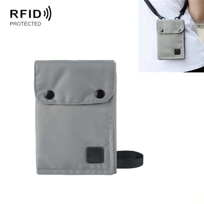 Waterproof Neck Bag for Passport and Phone - Rfid Protected - Gray