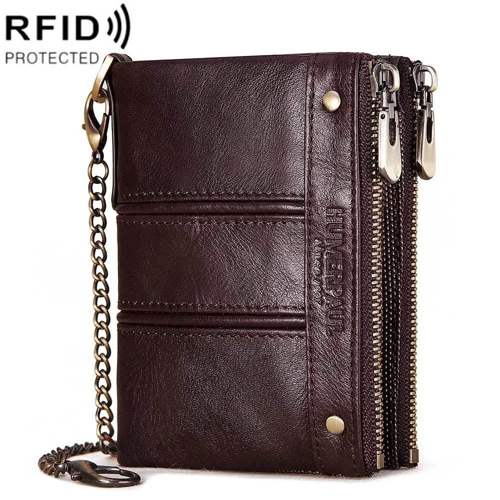 Men Double Zip Rfid Coin Purse - Secure and Stylish