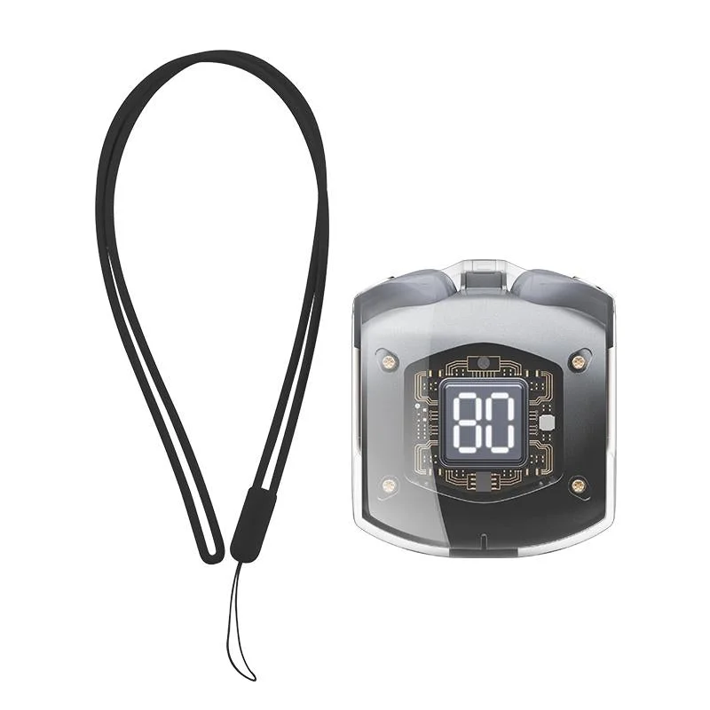 Transparent Bubble Tws Wireless Earphones with Lanyard - Black