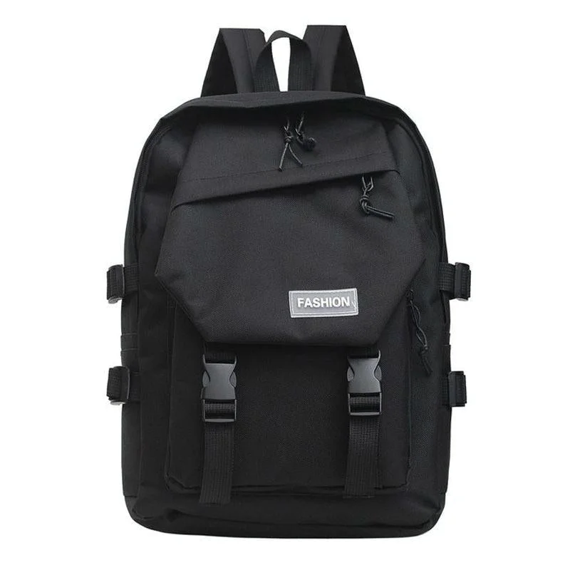 School Backpack with Harajuku Style - Black