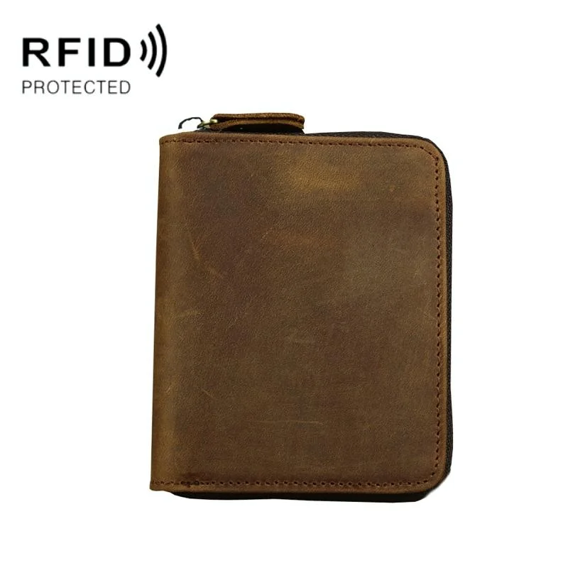 Leather Rfid Zip Wallet - Blocking Compact - Vertical 3