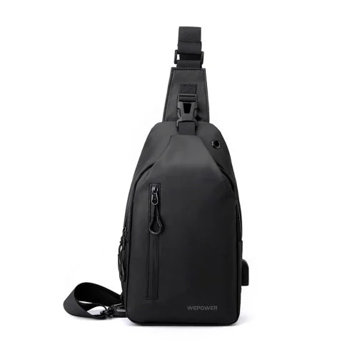 Men Casual Chest Bag Splashproof Backpack - Black