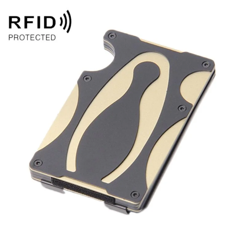 Rfid-blocking Metal Wallet - Secure & Compact - Gold