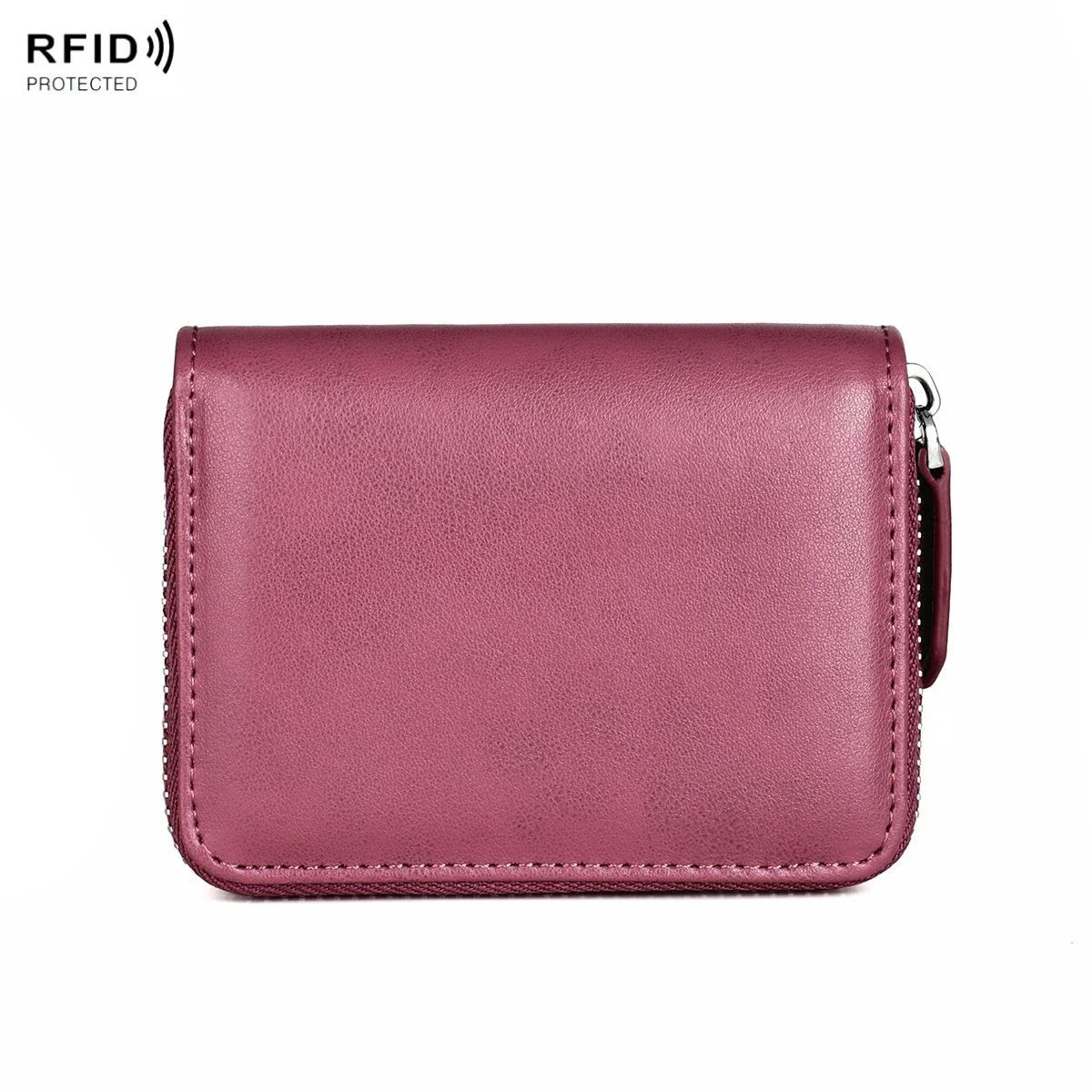Rfid-protected Leather Coin Purse - Secure & Stylish - Purple