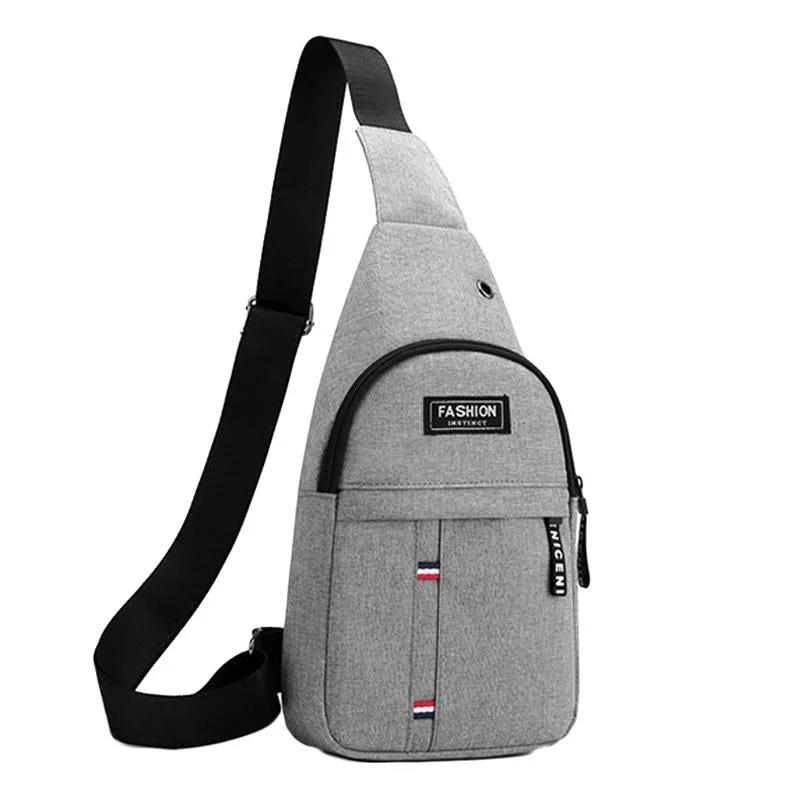 Canvas Crossbody Chest Bag For Men - Grey