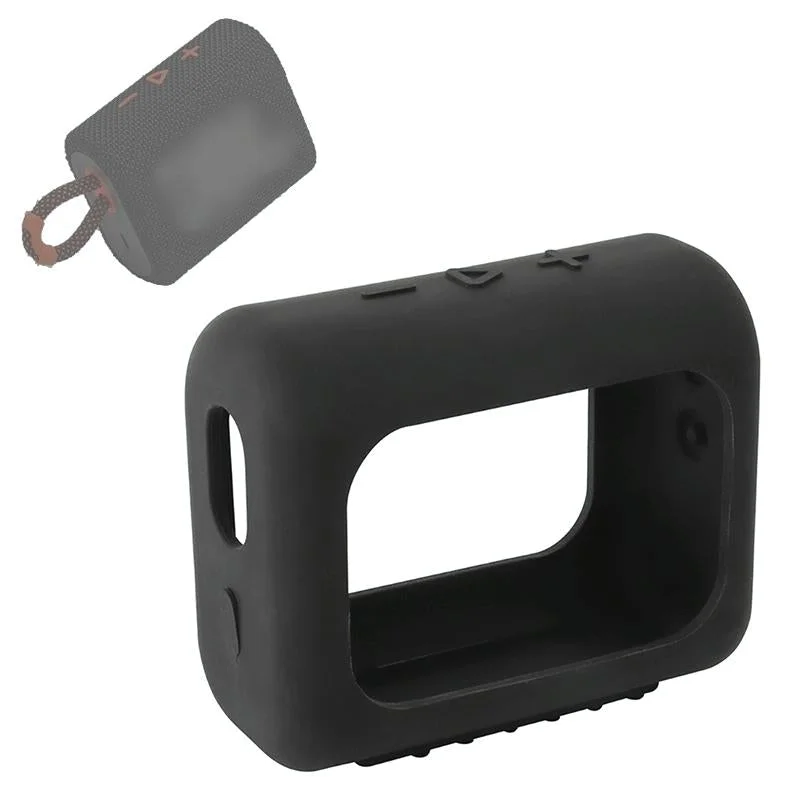 Portable Silicone Cover for Jbl Go3 Speaker with Carabiner - Black