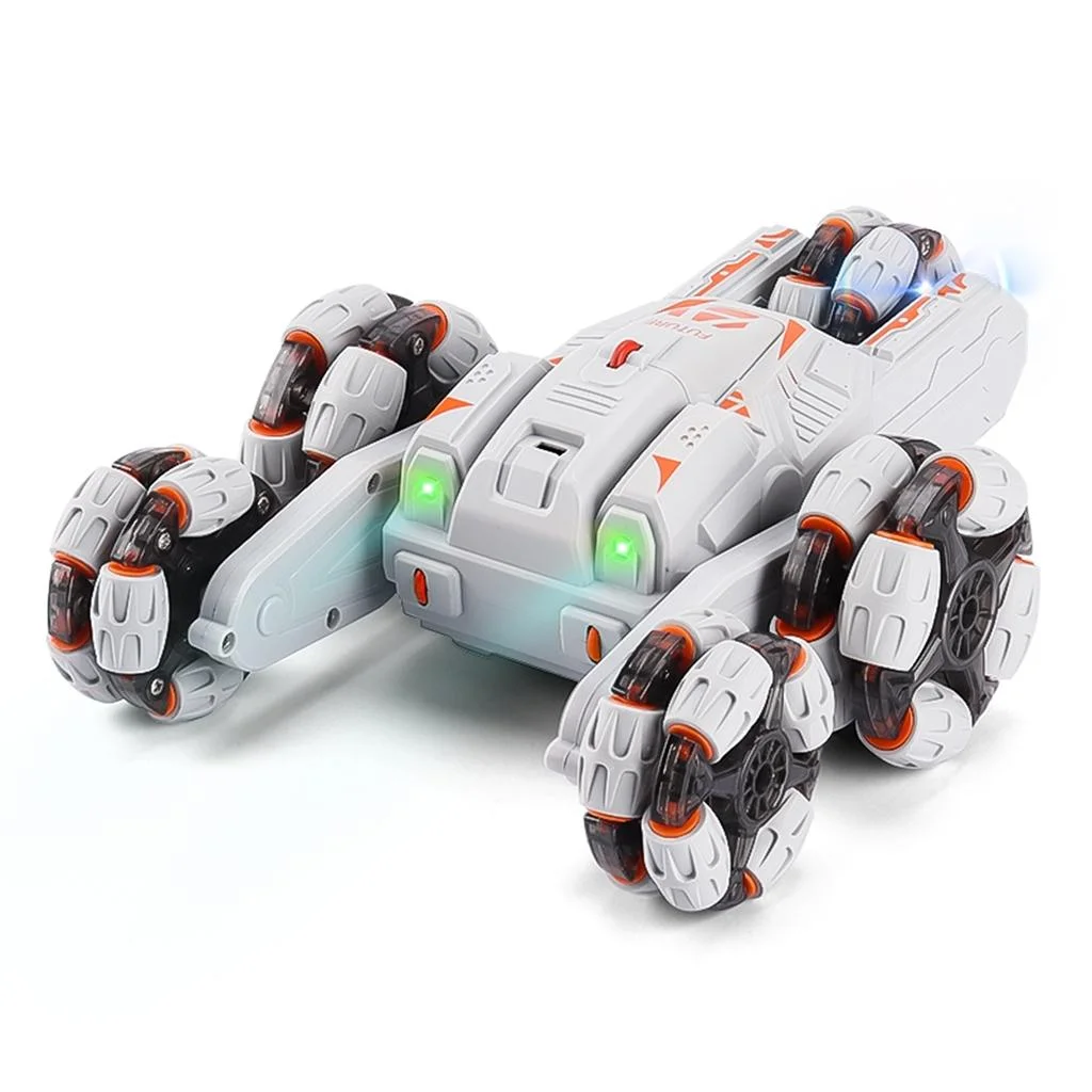 360-degree Swing Arm Rc Car with 5 Wheels - Multifunctional 2.4g - Grey