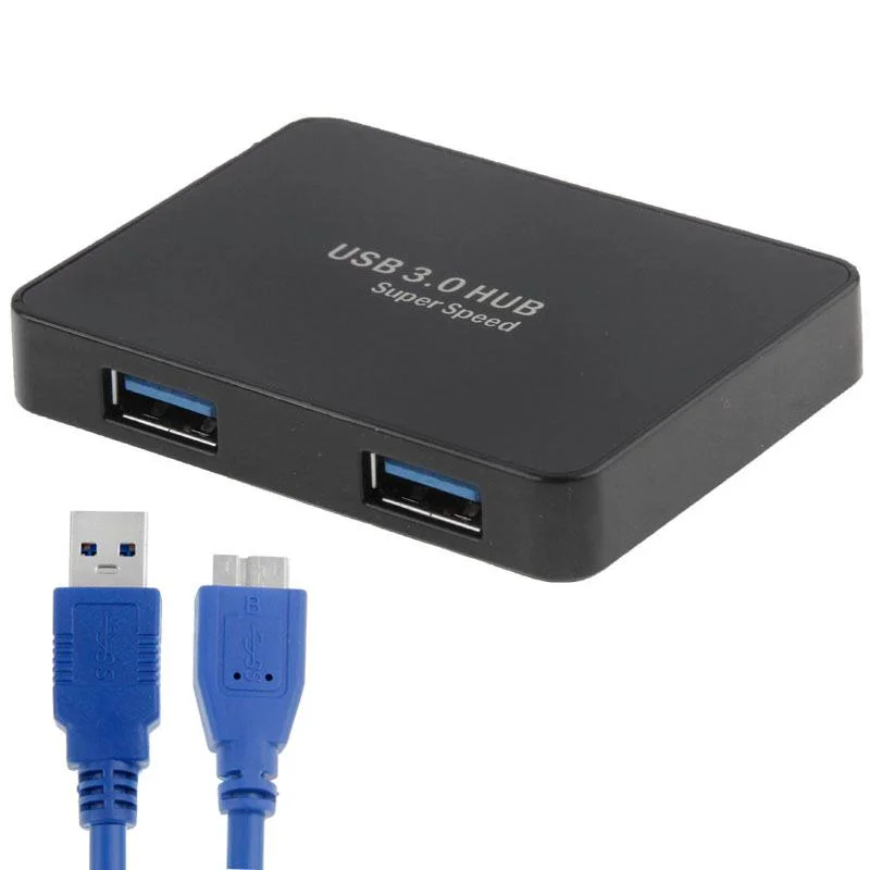 4-Port Usb 3.0 Hub + 60Cm Cable Fast Data Transfer - Black