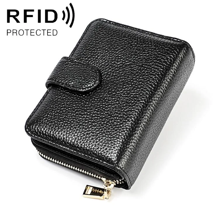 Men Anti-magnetic Leather Rfid Wallet - Black - Black