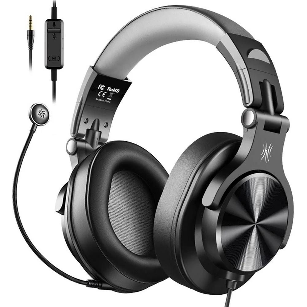 Head-Mounted Wired Headphone With Noise Reduction & Mic Black