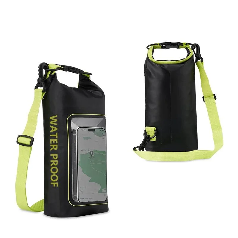 2 In 1 Waterproof Crossbody Phone Bag For Outdoor Cycling Swimming 2L Capacity - Black Green - 5L