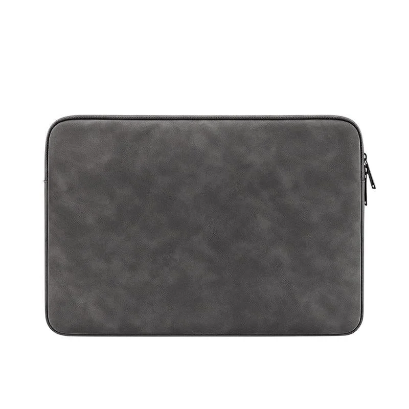 Lightweight Waterproof Lambskin Laptop Sleeve - Fits 14.1-15.4 Inches - Deep Gray