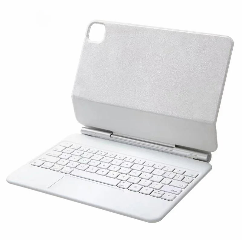 Bluetooth Keyboard Leather Case With Touch Pad - P11 - White