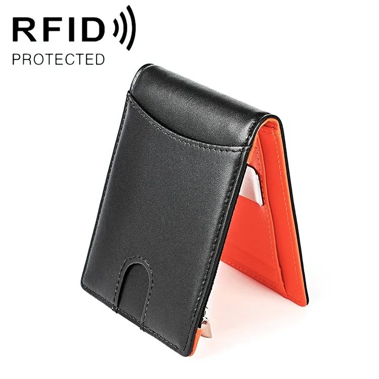 Anti-magnetic Leather Wallet with Zipper for Men - Rfid Protection - Black