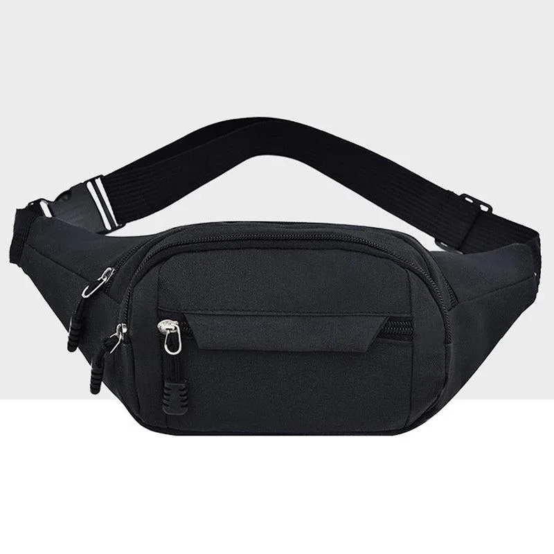 Waterproof Multi Pocket Chest Bag For Sports - Black