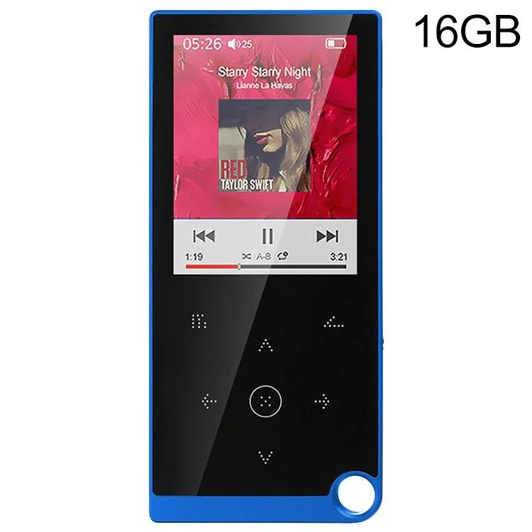 2.4 Inch Touch Mp4 / Mp3 Player 16Gb Memory E Book / Alarm / Timer No Bluetooth - Blue