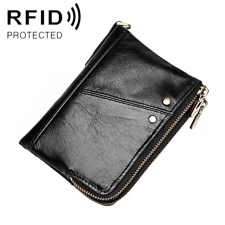 Men Leather Rfid Wallet - Antimagnetic - Black