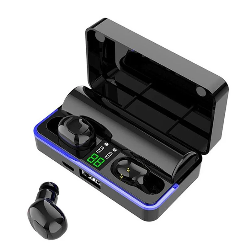 Waterproof Touch Wireless Bluetooth Earphones with Charging Box - 5.0 - Black
