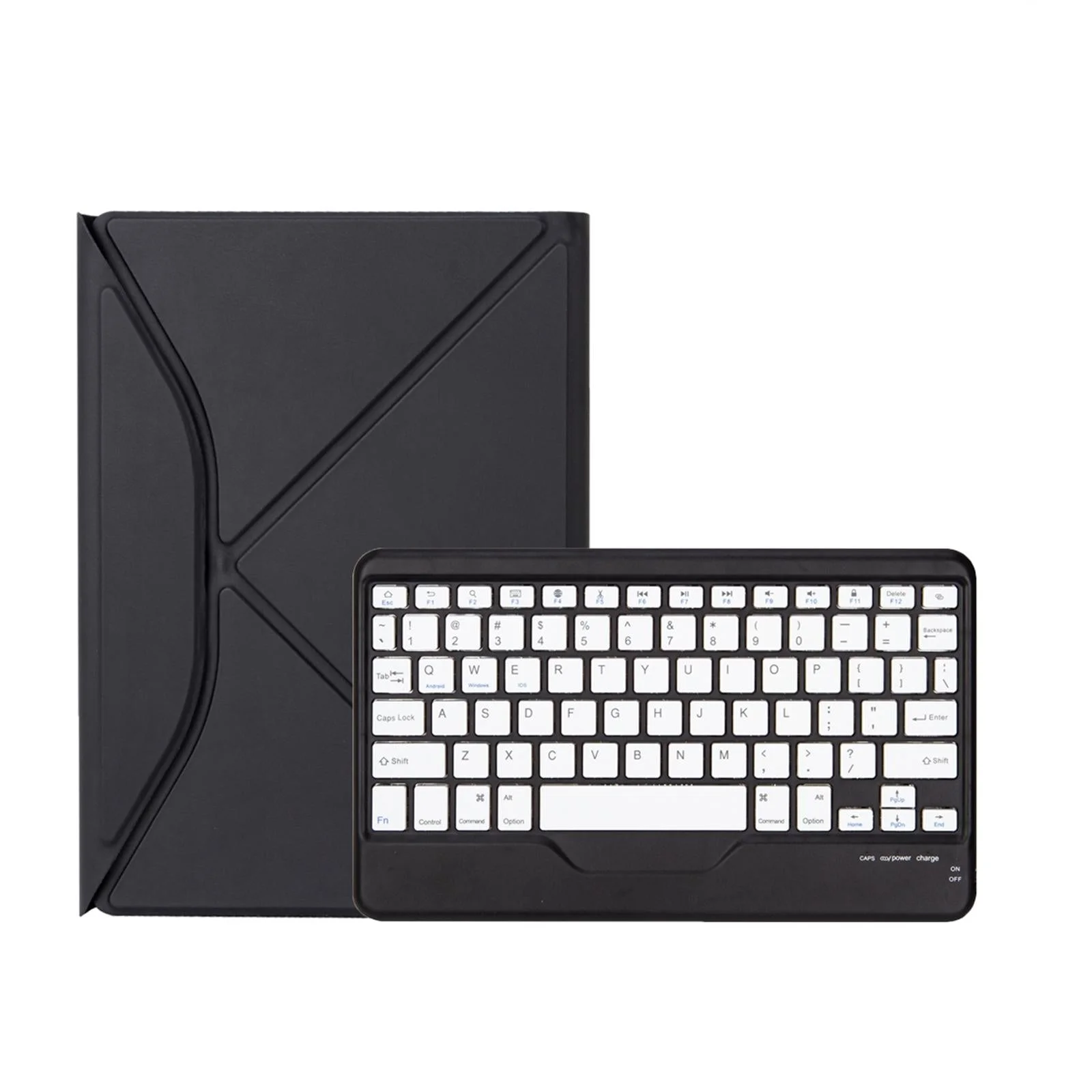 Bluetooth Keyboard Leather Tablet Case With Pen Slot - Black