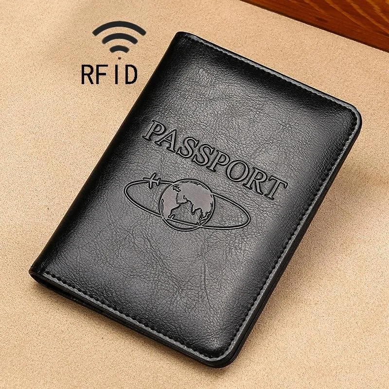 Leather Rfid Passport Holder - Compact and Secure - Black