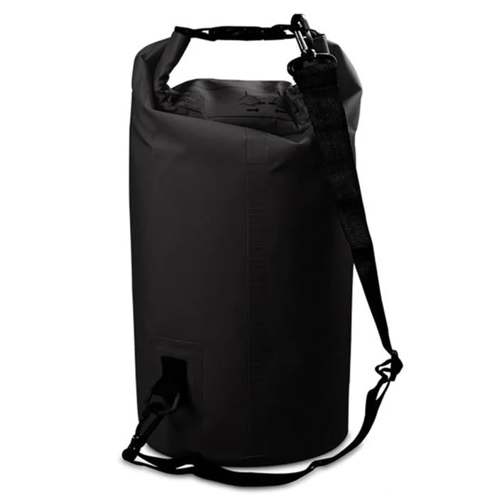 30L Outdoor Waterproof Double Shoulder Bag Dry Sack Pvc Barrel Bag - Black