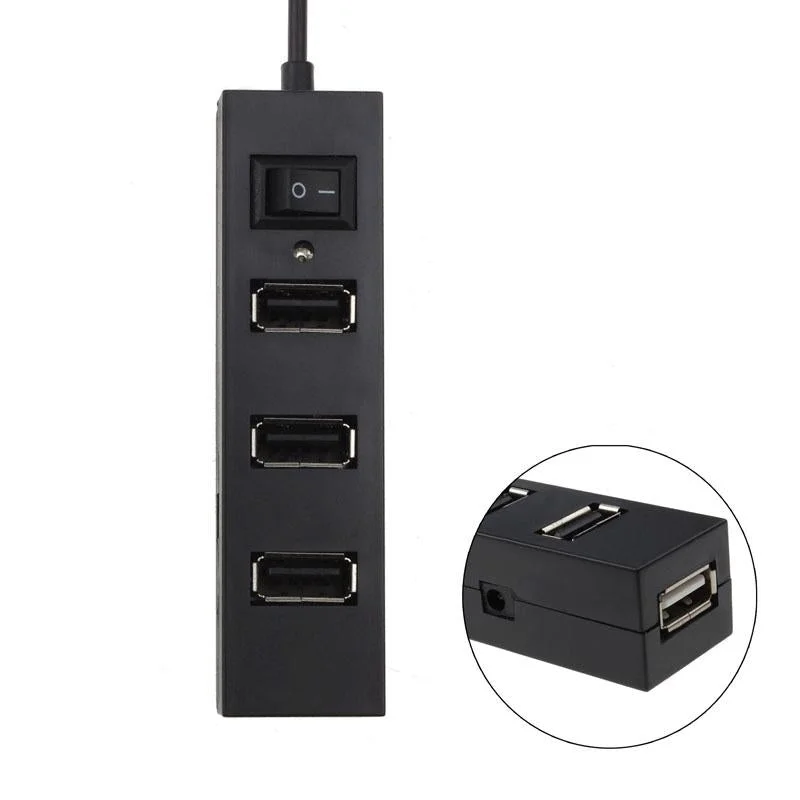 4-Port Usb 2.0 Hub With Switch - Black