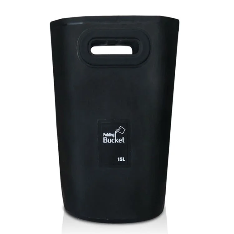 15L Outdoor Portable Folding Sink Pvc Collapsible Bucket - Black