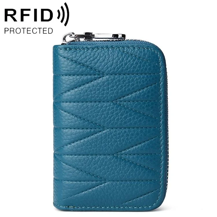Women Anti Magnetic Leather Rfid Wallet - Aqua Blue