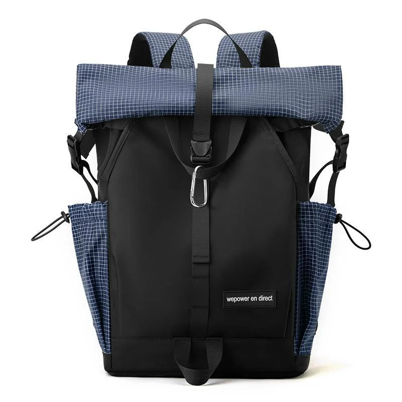 Large Capacity Contrast Backpack For Commuting - Deep Blue