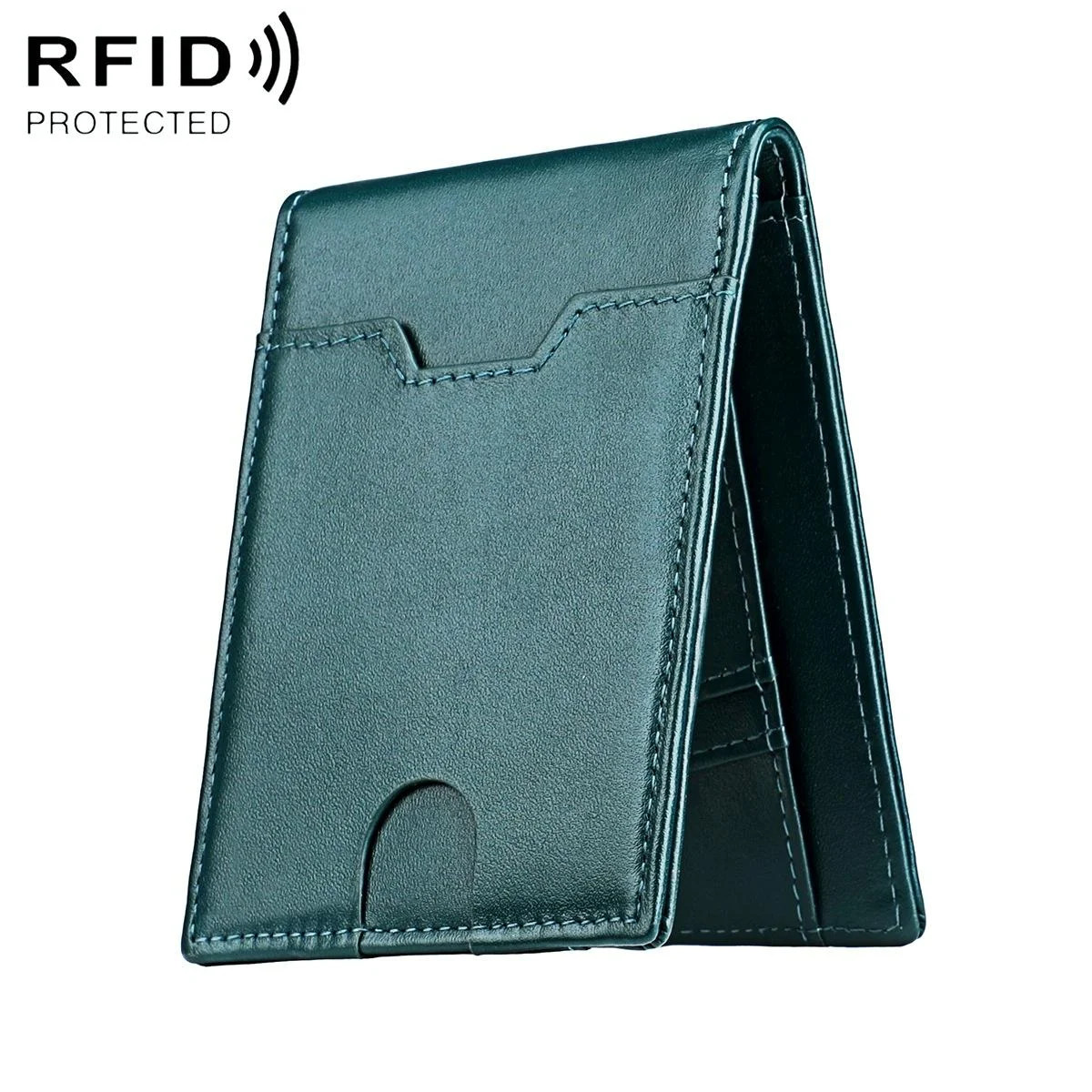 Leather Rfid Wallet - Ultra Thin - Blue