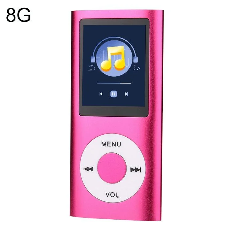1.8 Inch Metal Mp4 Player + 16G Tf Card + Earphone + Cable - Rose Red - With 8G Tf Card+Earphone+Cable