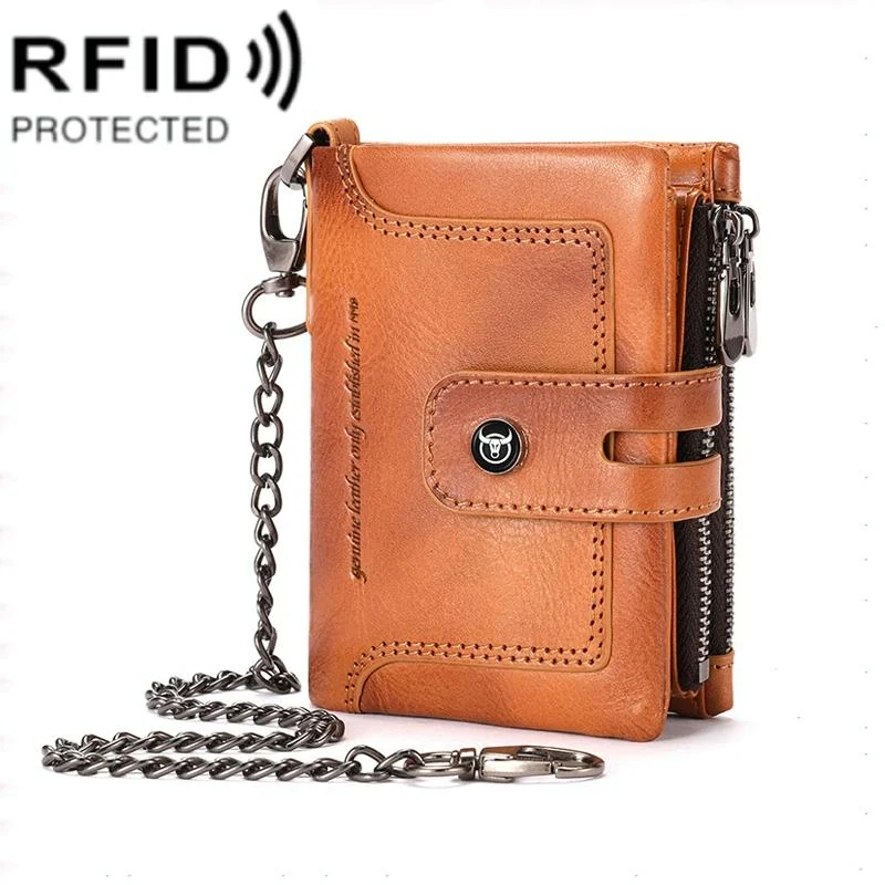 Rfid-protected Cowhide Wallet - Secure & Stylish - Yellow