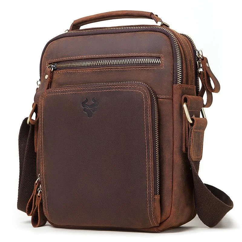 Leather Men Shoulder Bag Mh573 - Brown