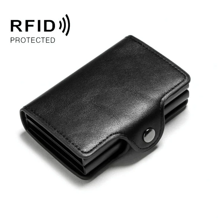 Automatic Pop Up Rfid Metal Card Holder - Black