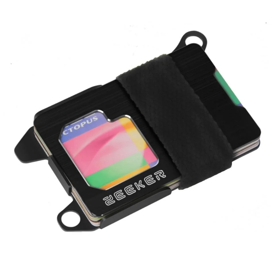Rfid Metal Card Holder Compact Edc Wallet - Black Cloth Belt