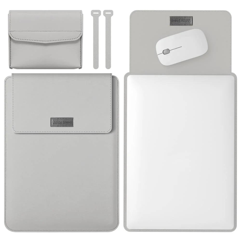 11 / 12 Inch Leather Computer Bag - Lightweight & Portable - 4 in 1 - Grey
