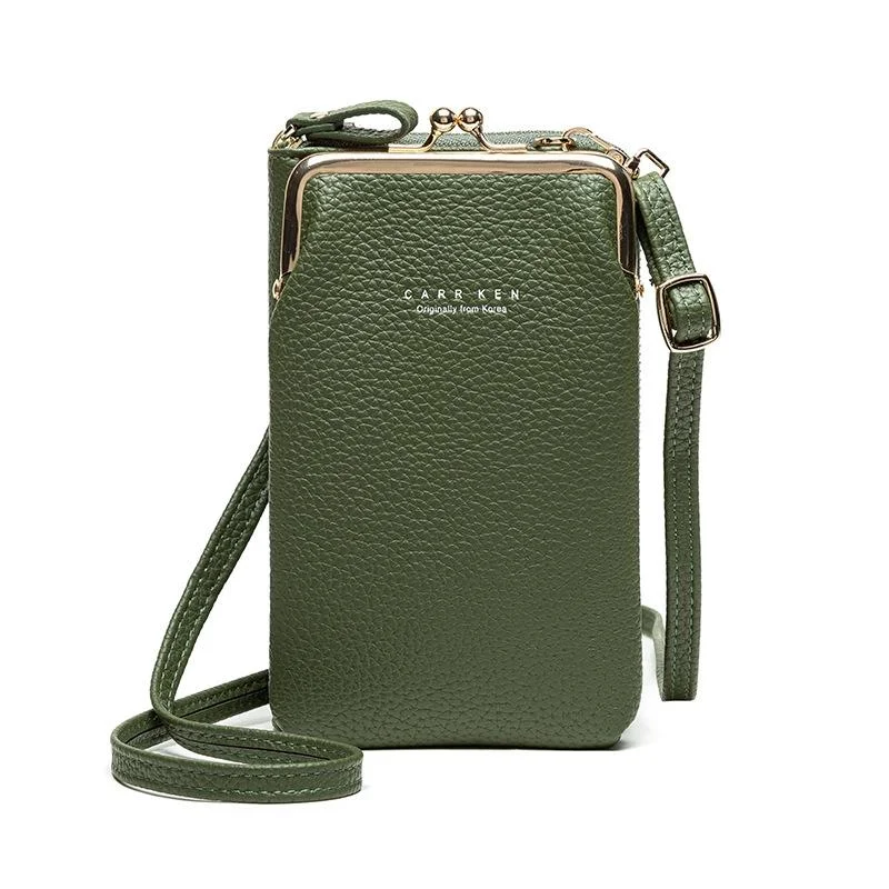 Stylish Pebbled Shoulder Bag For Women - Green