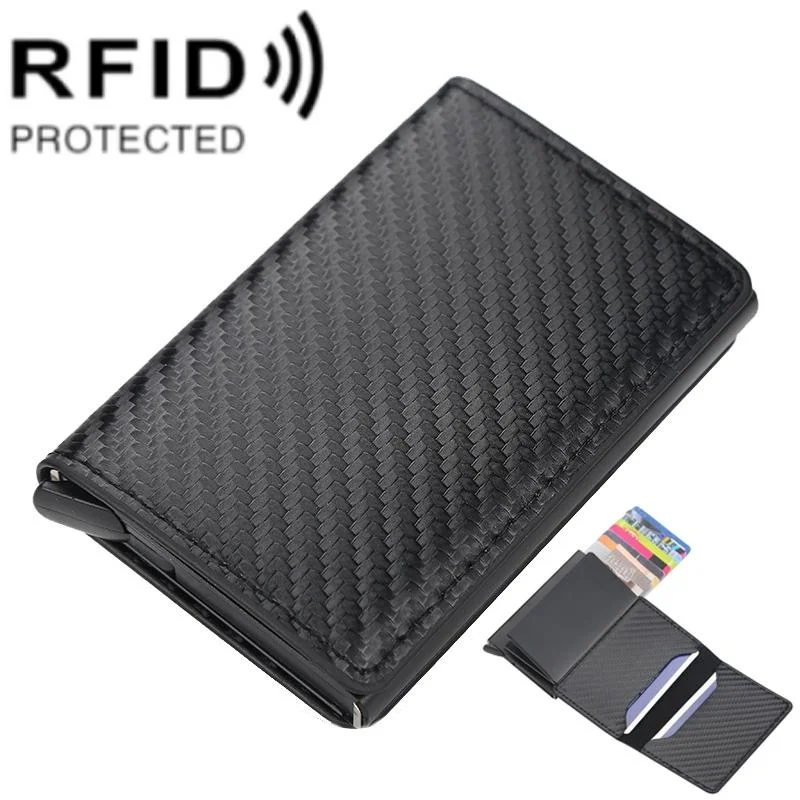 Secure Rfid Plaid Leather Wallet With Automatic Eject Card Holder - Black